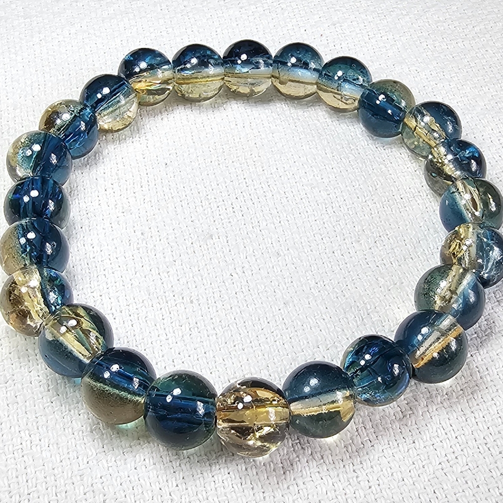 Elegant Blue and Gold Beaded Bracelet